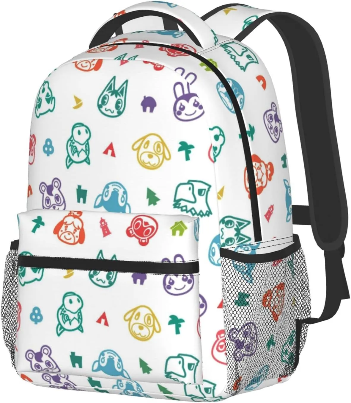 Cartoon Animal Laptop Backpack Girls Boys Bookbag Fashion Casual Travel Bag Cute Preschool Large Daypack For With Chest Strap Multi-Pocket One Size White