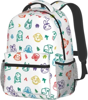Cartoon Animal Laptop Backpack Girls Boys Bookbag Fashion Casual Travel Bag Cute Preschool Large Daypack For With Chest Strap Multi-Pocket One Size White