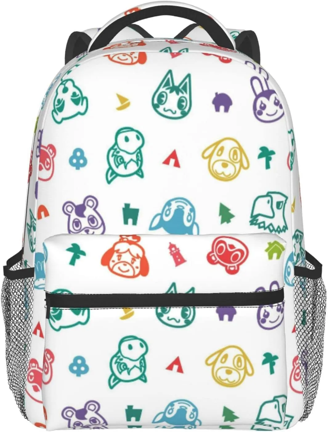Cartoon Animal Laptop Backpack Girls Boys Bookbag Fashion Casual Travel Bag Cute Preschool Large Daypack For With Chest Strap Multi-Pocket One Size White