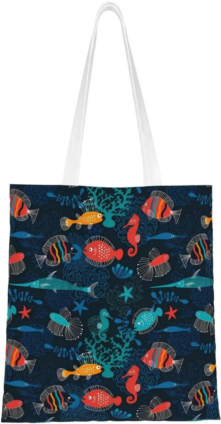 Cartoon Cute Shark Tote Bag Reusable Shoulder Tote Bag For Women Lady Vacation, Shopping, Work