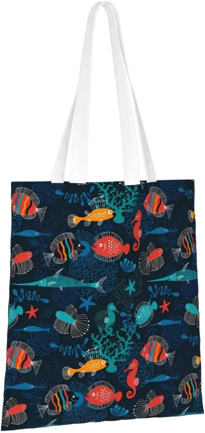 Cartoon Cute Shark Tote Bag Reusable Shoulder Tote Bag For Women Lady Vacation, Shopping, Work