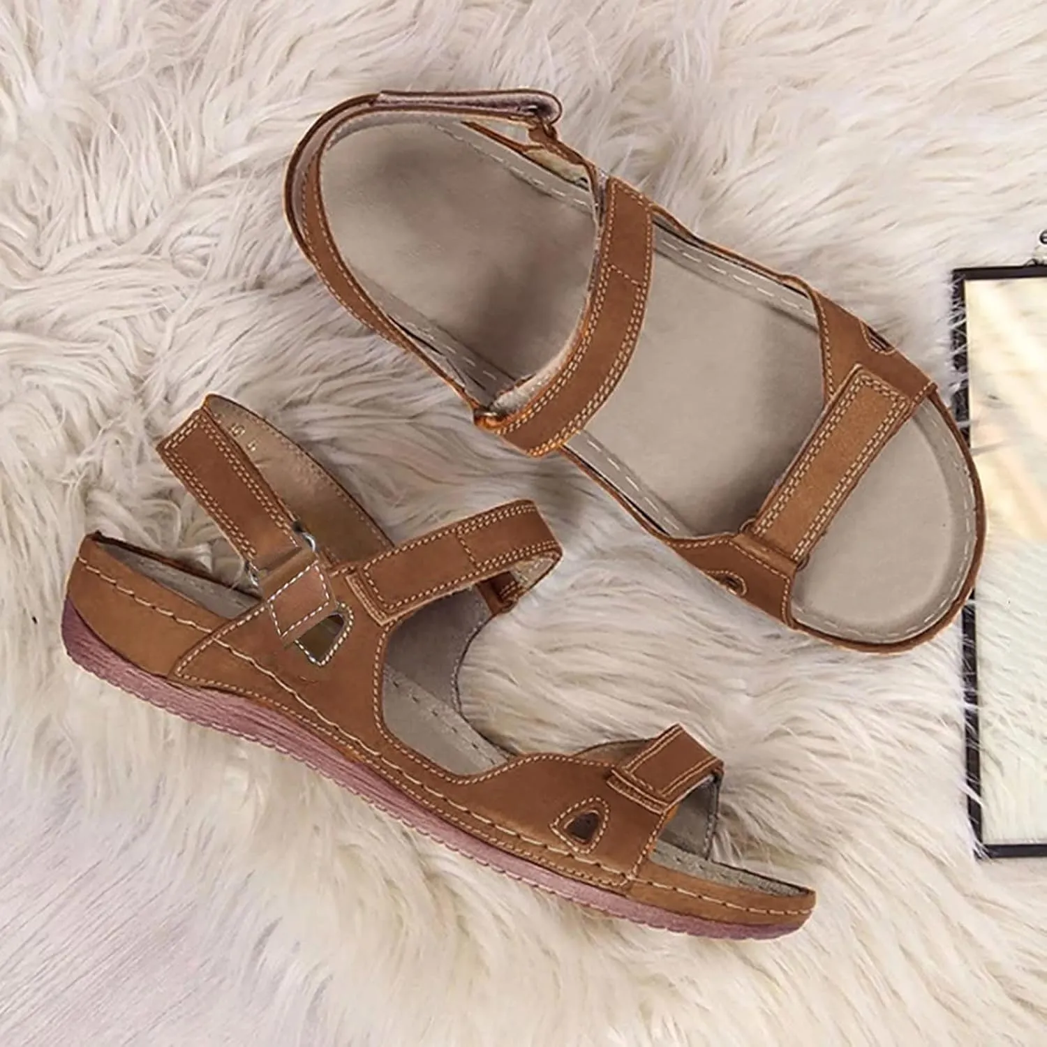 Casual Sandals Women Arch Support Wedge Sandals for Women Open Toe Shoes Comfortable Strap Beach Sandals