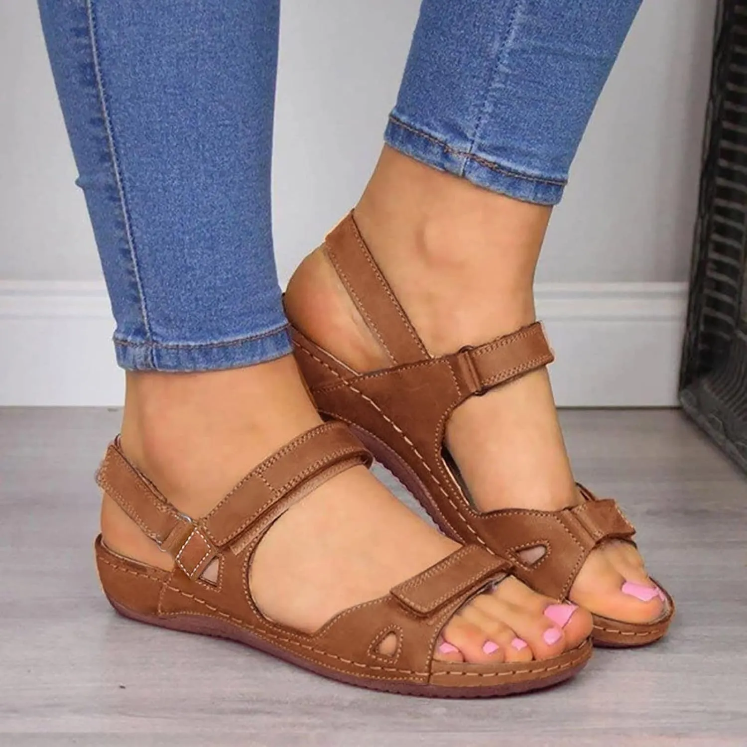 Casual Sandals Women Arch Support Wedge Sandals for Women Open Toe Shoes Comfortable Strap Beach Sandals