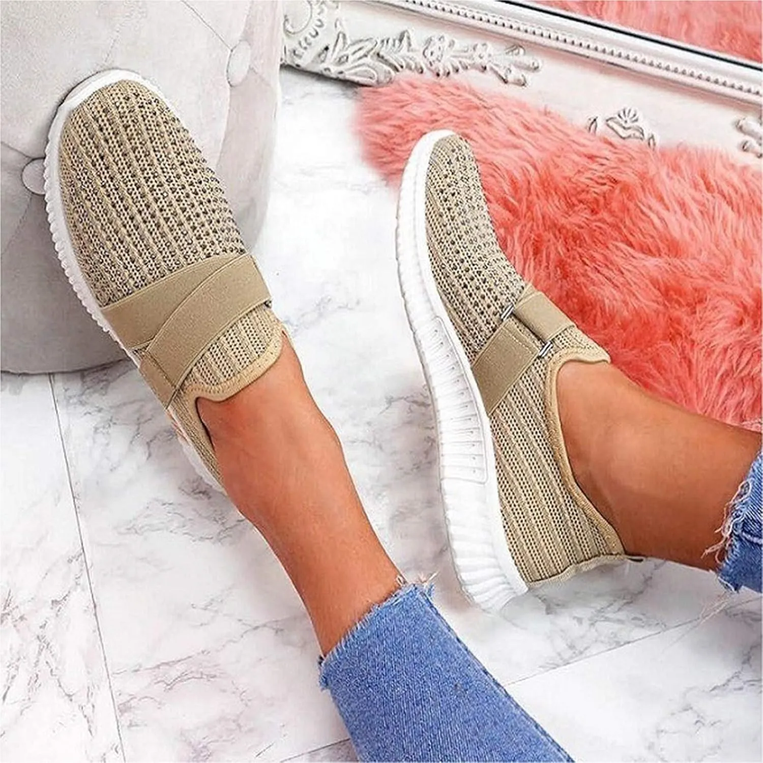 Cathalem Gym Shoes for Women Workout Memory Foam Walking Shoes Running Classic Slip On Athletic Tennis Sneakers