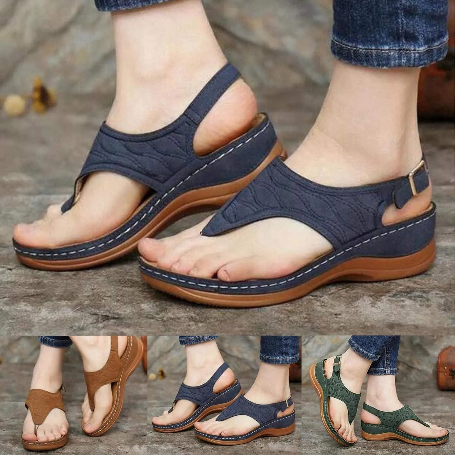 Cathalem Orthopedic Sandals for Women Arch Support 2024 Casual Summer Shoes Flip Flops Comfy Lightweight Breathable Sandals