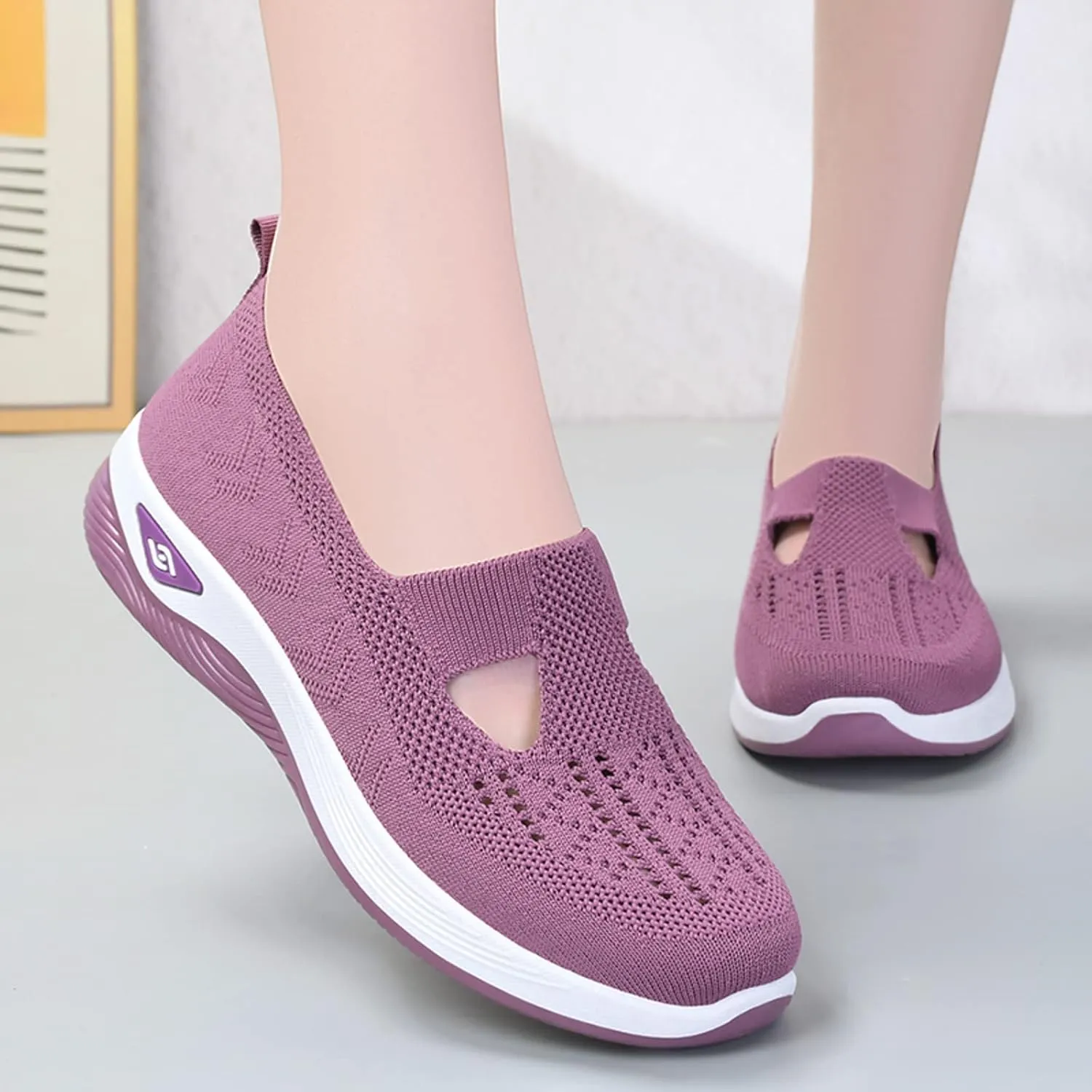 Cathalem Orthopedic Shoes for Women Walking Slip on Diabetic Foam Shoes Hands Free Slip in Sneakers Arch Support