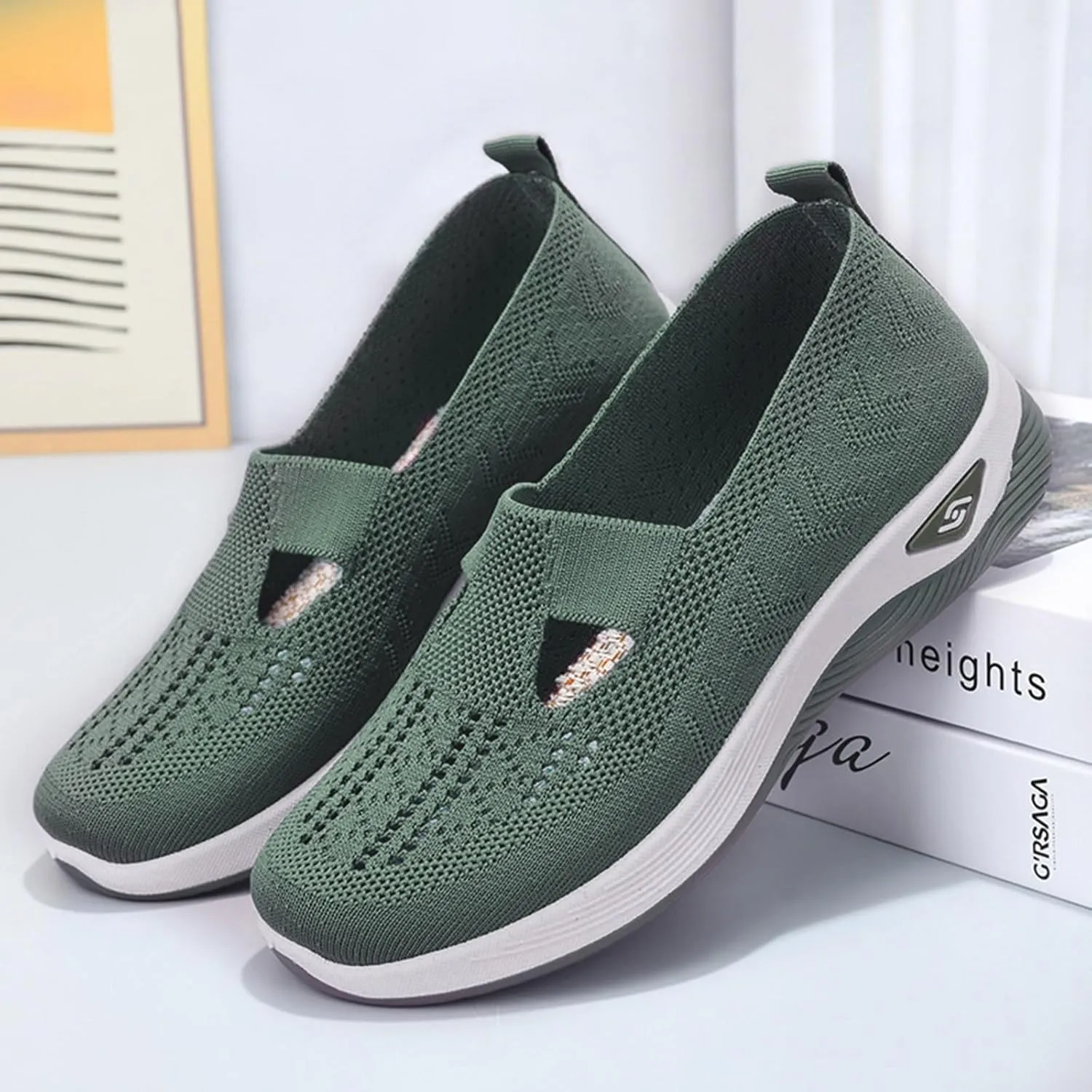 Cathalem Orthopedic Shoes for Women Walking Slip on Diabetic Foam Shoes Hands Free Slip in Sneakers Arch Support
