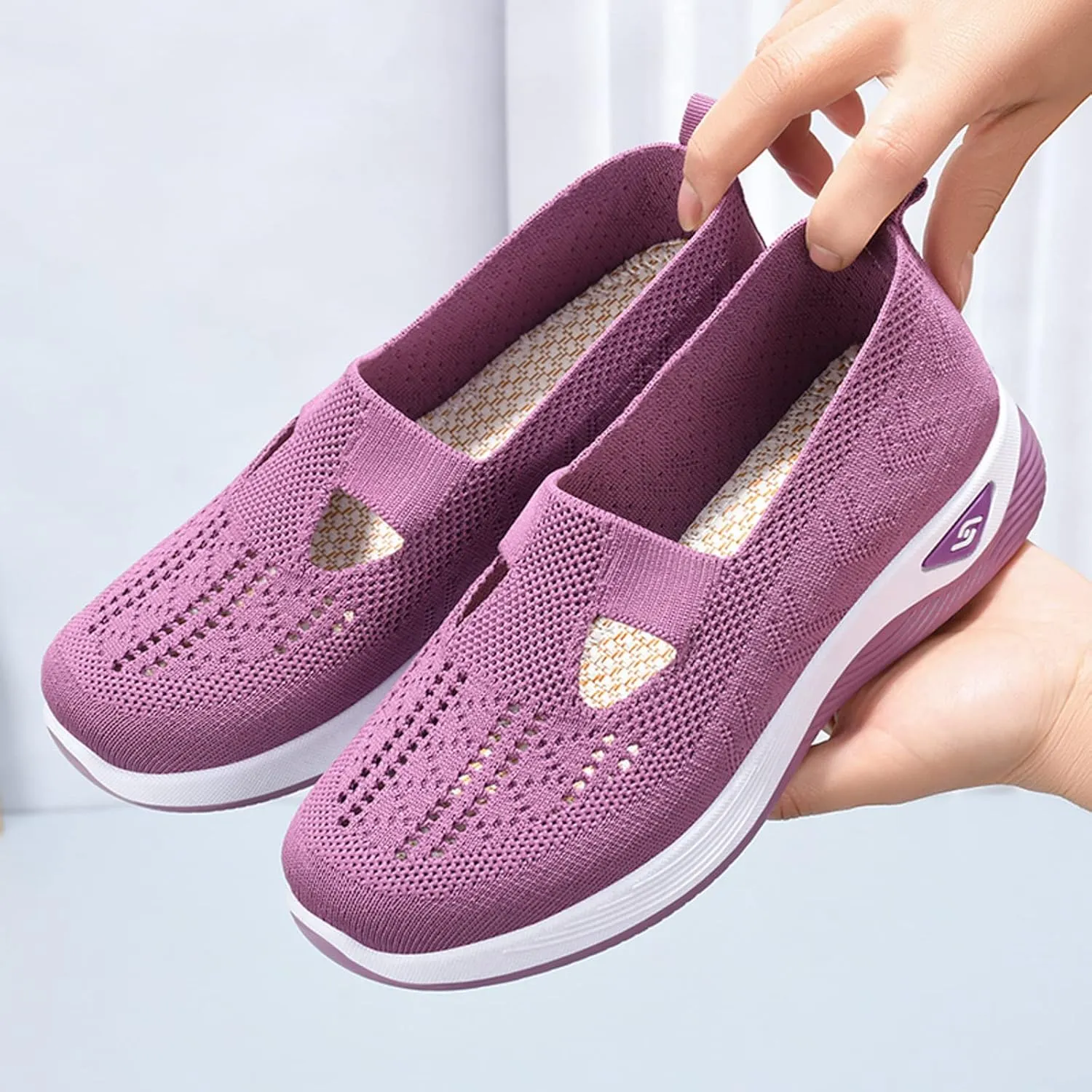Cathalem Orthopedic Shoes for Women Walking Slip on Diabetic Foam Shoes Hands Free Slip in Sneakers Arch Support