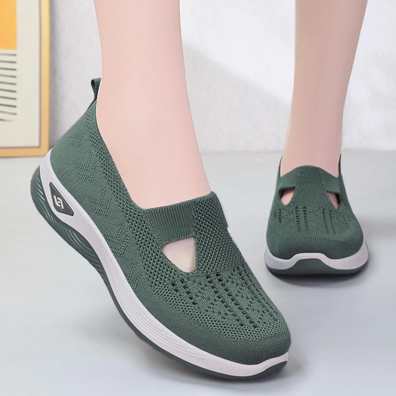Cathalem Orthopedic Shoes for Women Walking Slip on Diabetic Foam Shoes Hands Free Slip in Sneakers Arch Support