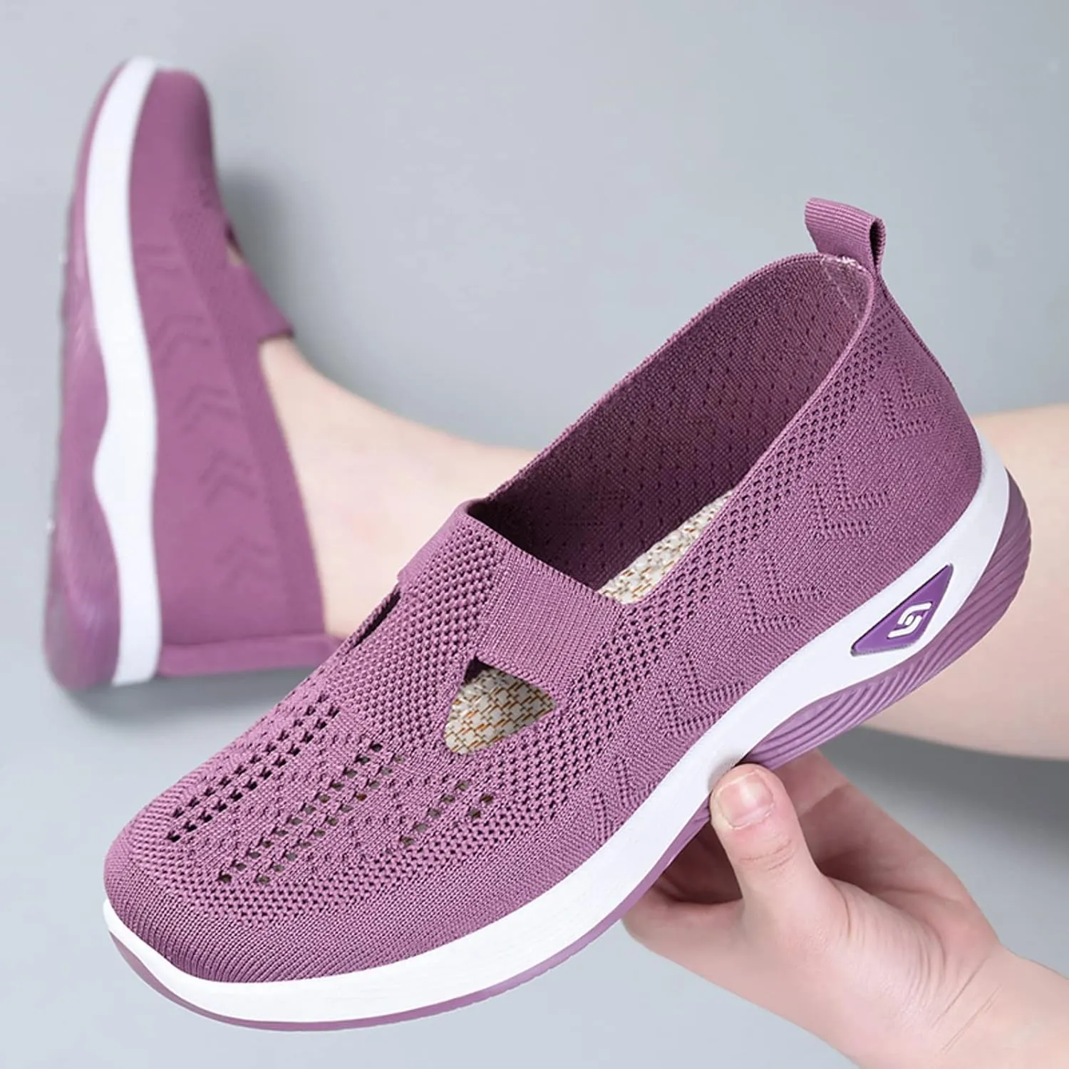 Cathalem Orthopedic Shoes for Women Walking Slip on Diabetic Foam Shoes Hands Free Slip in Sneakers Arch Support