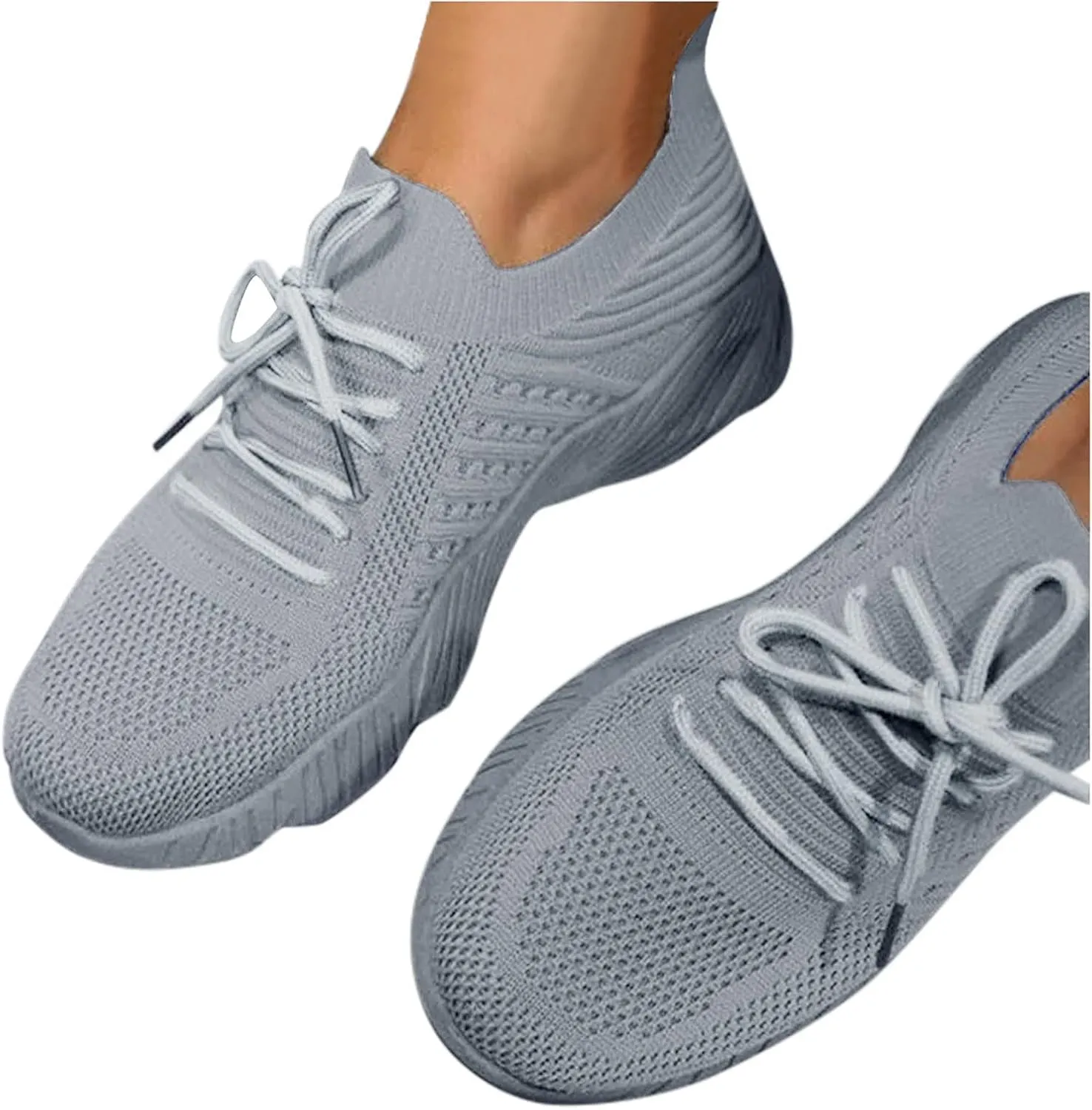 Cathalem Walking Shoes for Women Walking Shoes Slip on Sneakers Fashion Platform Solid Color Lace-up Sneakers