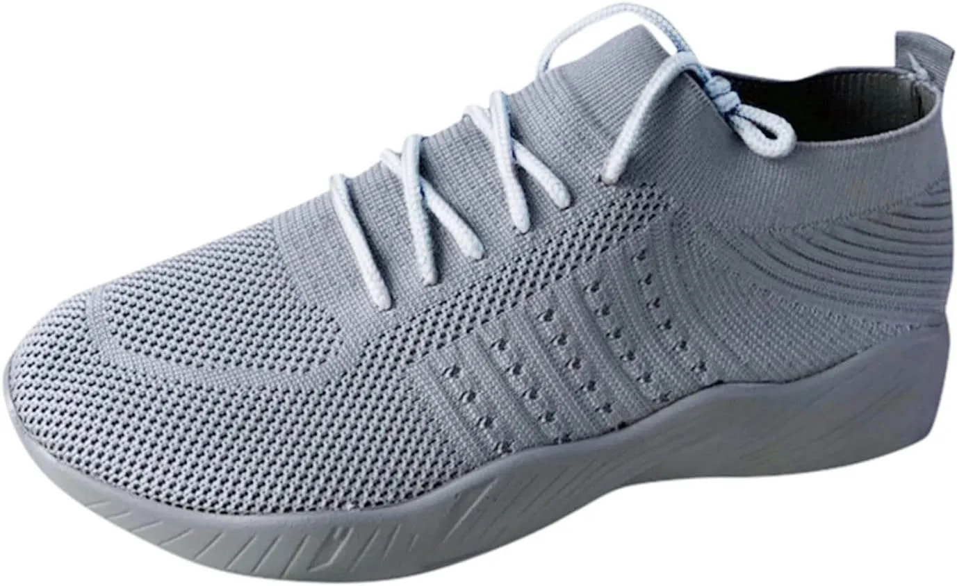 Cathalem Walking Shoes for Women Walking Shoes Slip on Sneakers Fashion Platform Solid Color Lace-up Sneakers