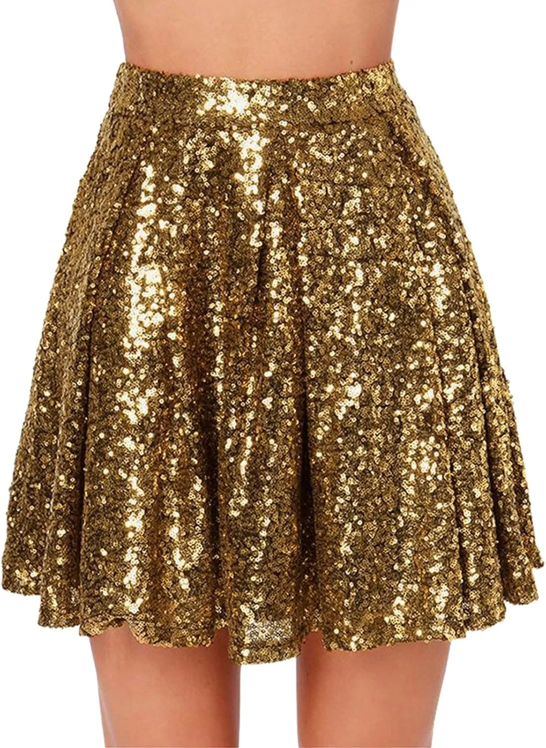 Christmas Skirt Women's Fashion High Waist Pleated Solid Color Short Skirt Loose Sequin Skirt Womens Midi Skirts