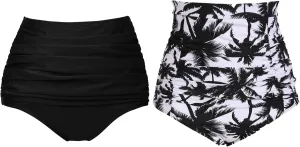 COCOPEAR Women's High Waisted Full Coverage Bikini Bottom Ruched Bathing Suit Bottoms for Women Tummy Control Swim Bottoms