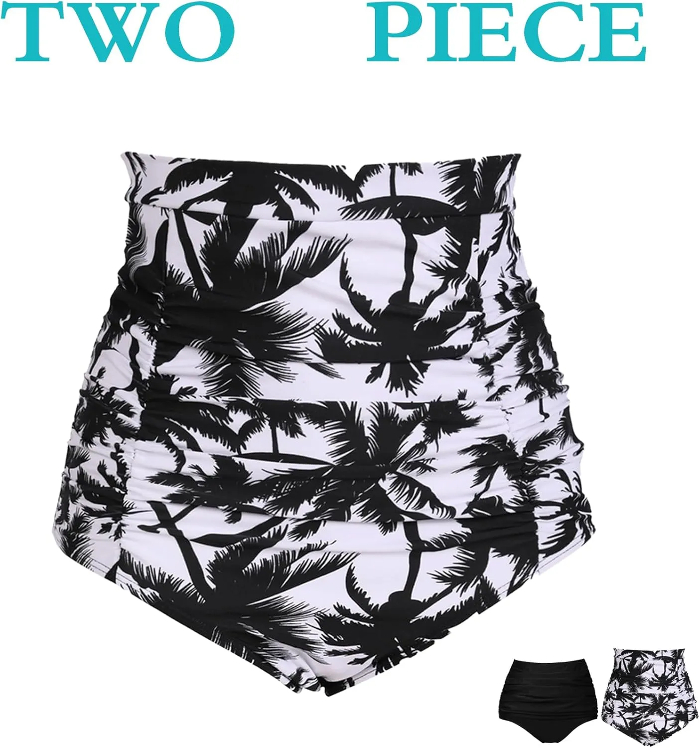COCOPEAR Women's High Waisted Full Coverage Bikini Bottom Ruched Bathing Suit Bottoms for Women Tummy Control Swim Bottoms