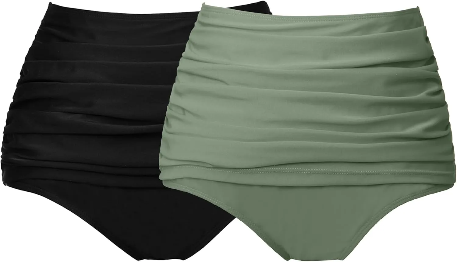 COCOPEAR Women's High Waisted Full Coverage Bikini Bottom Ruched Bathing Suit Bottoms for Women Tummy Control Swim Bottoms