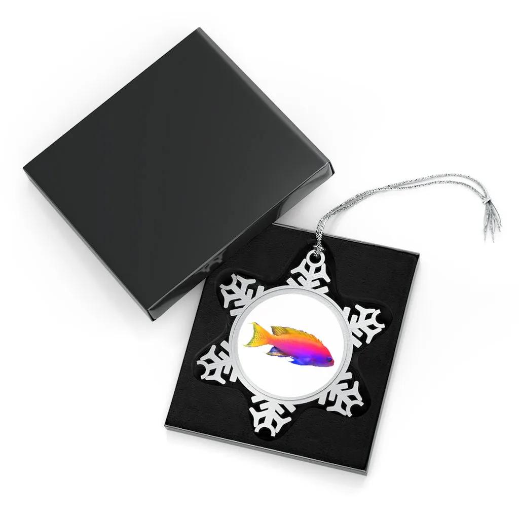 Colorful Fish Pewter Snowflake Ornament