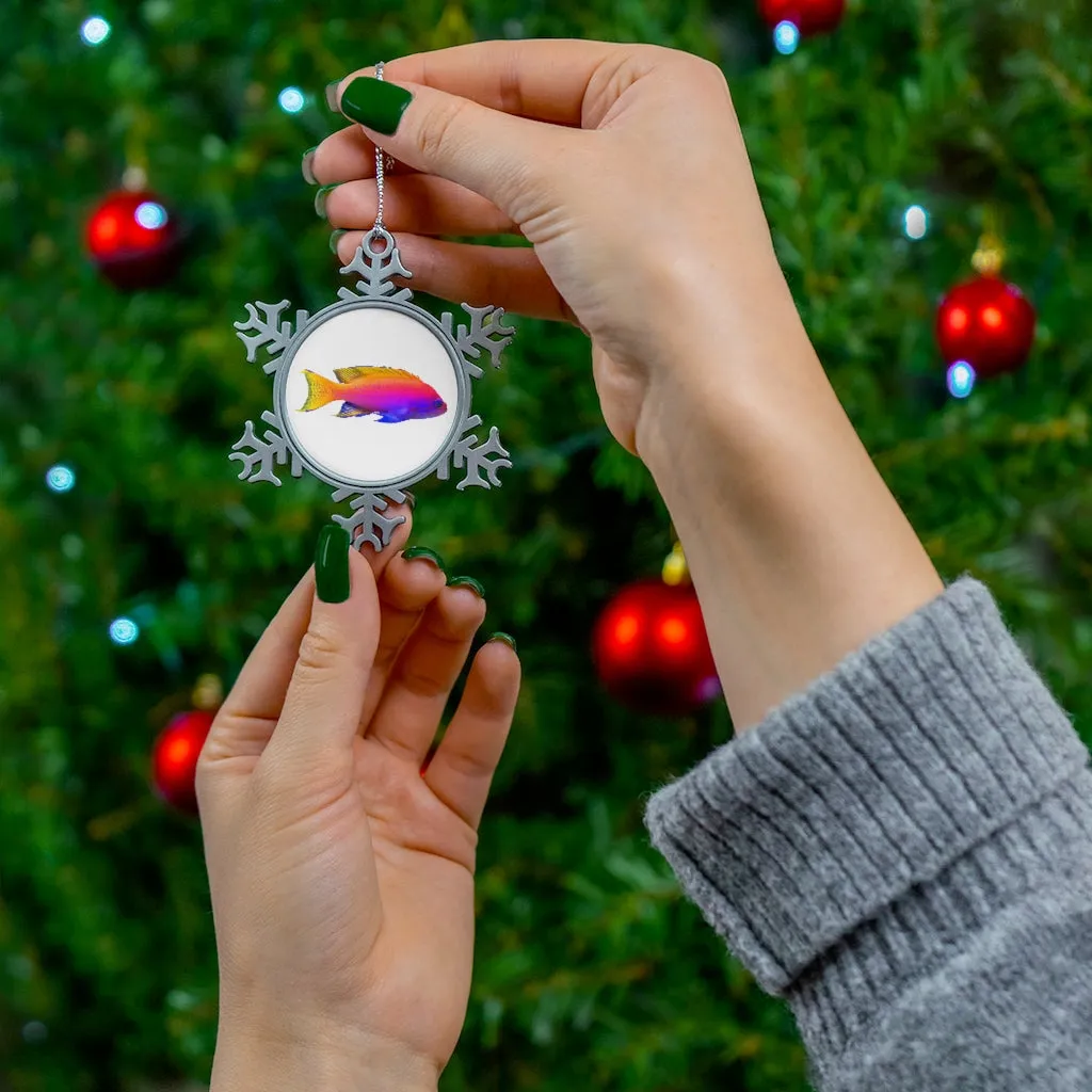 Colorful Fish Pewter Snowflake Ornament