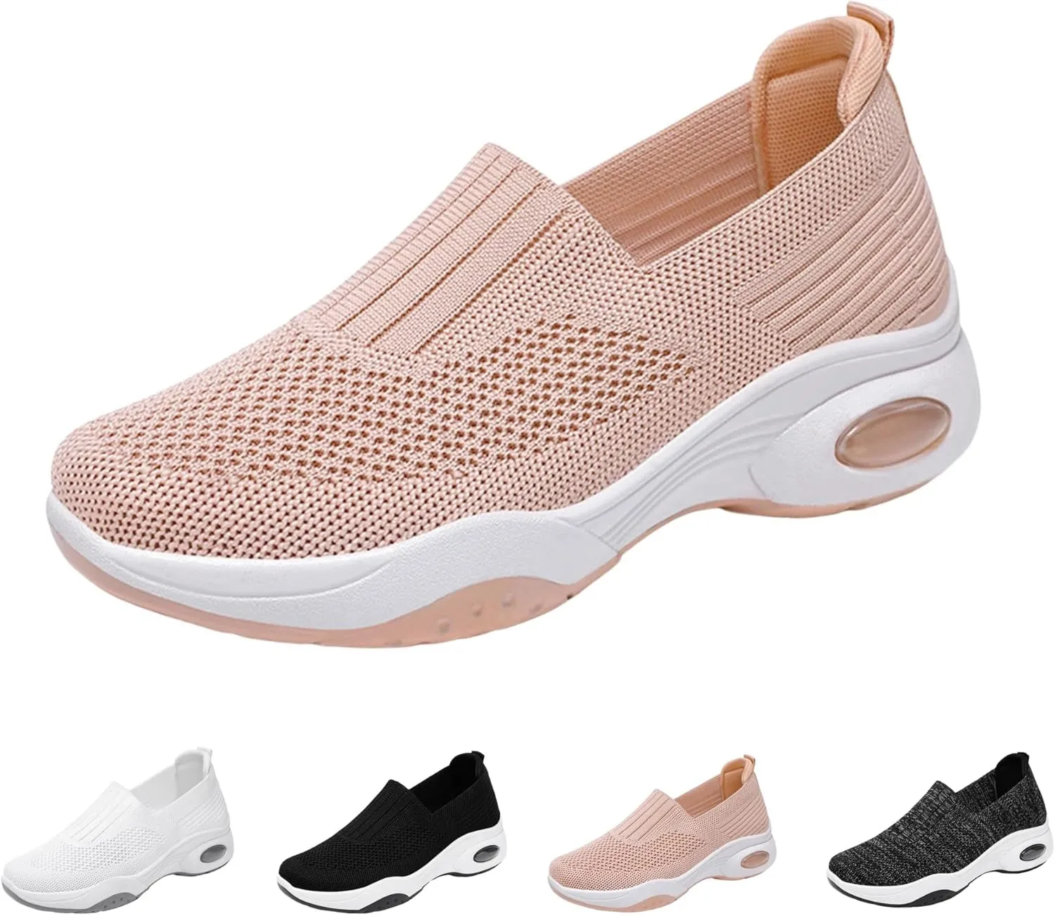 Comfortwear Shoes for Women Slip On Running Shoes Walking Breathable Mesh Knit Sneakers Low Top Comfortable Casual Shoes
