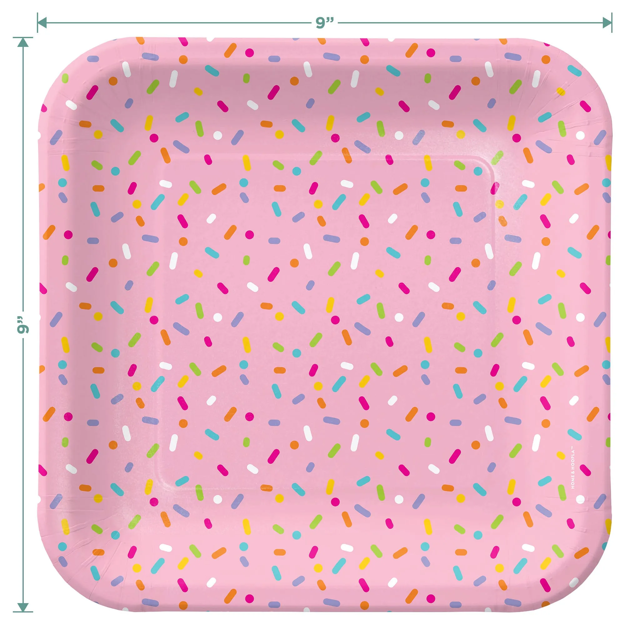 Confetti Sprinkle Party Supplies - Mix of Pink Sprinkle Paper Dinner Plates, White Dessert Plates, and Sprinkle Beverage Napkins (32 Plates & Napkins)