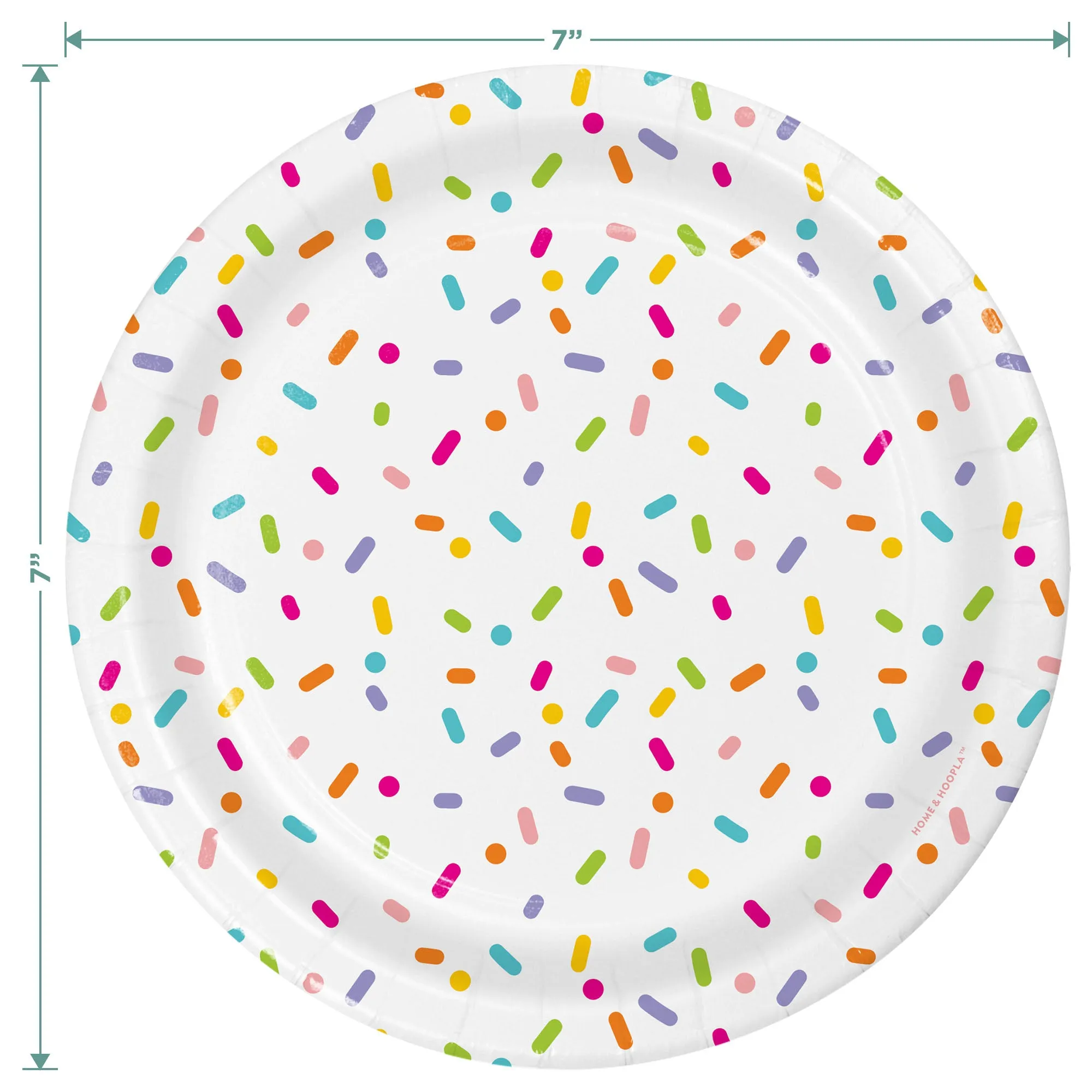 Confetti Sprinkle Party Supplies - Mix of Pink Sprinkle Paper Dinner Plates, White Dessert Plates, and Sprinkle Beverage Napkins (32 Plates & Napkins)