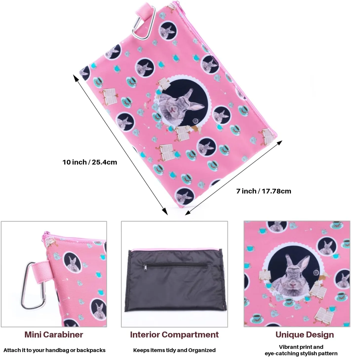 CowCow Cosmetic Organizer Cute Pink Alice Rabbit Canvas Cosmetic Bag