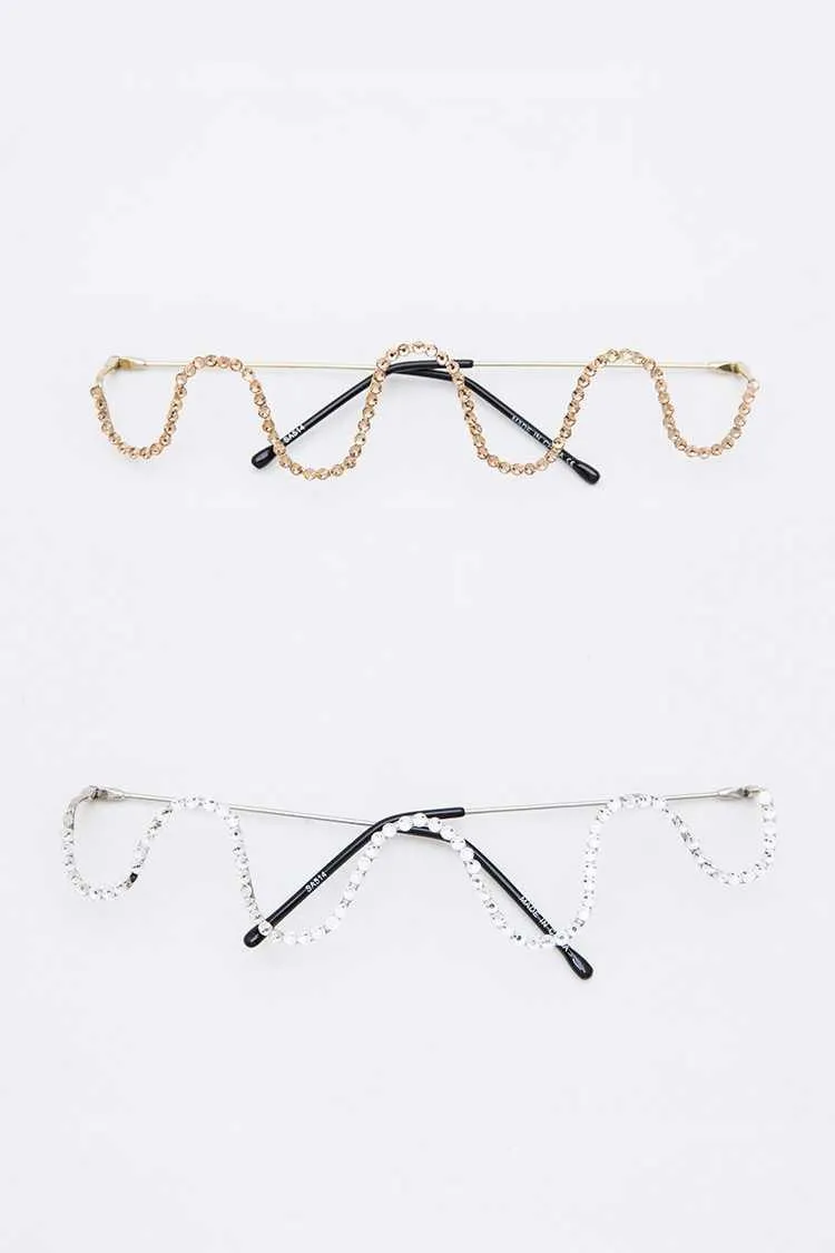 Crystal Pave Wavy Iconic Sunglasses