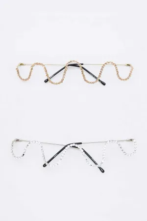 Crystal Pave Wavy Iconic Sunglasses