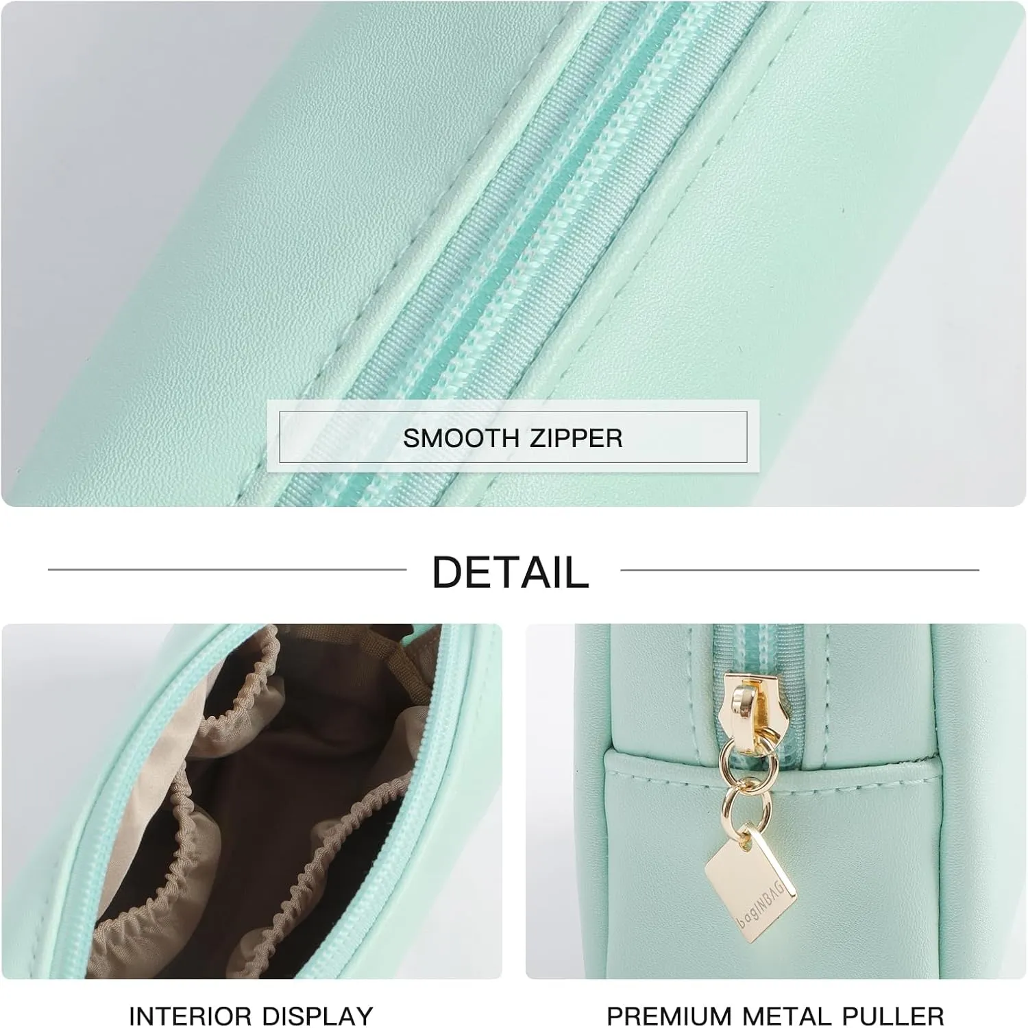 Cute Small Pouch, Makeup Cosmetic Bag,Make up Bag for Purse,Toiletry Zipper Pouch,Tech Bag,Electronic Organizer Travel Case,Storage Pouches for Organization Green