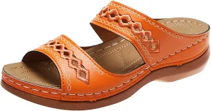 Dotmalls Womens Sandals Comfortable Dressy Wedge Sandals Bohemian Hollow OrthopedicSandals Open Toe Summer Slides