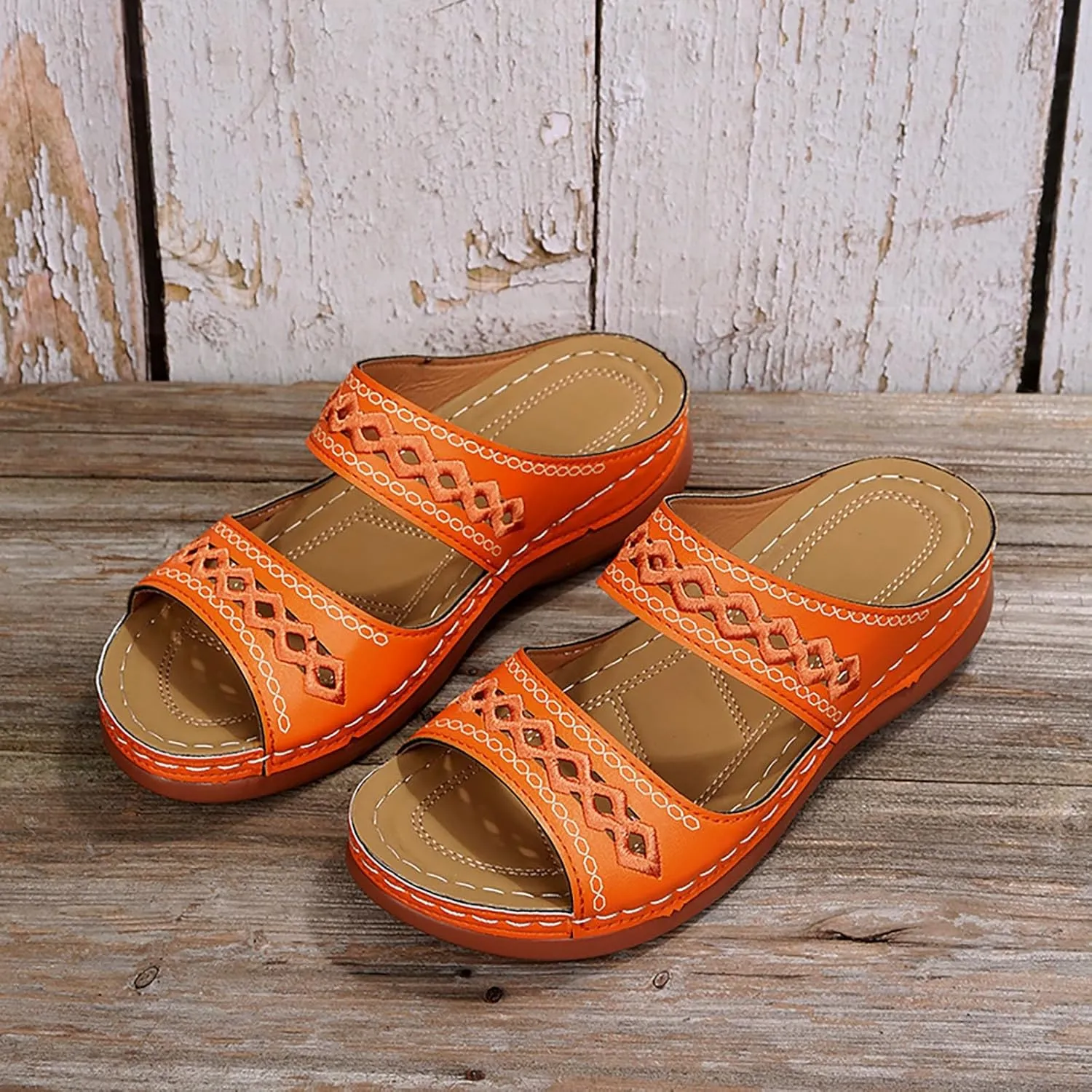 Dotmalls Womens Sandals Comfortable Dressy Wedge Sandals Bohemian Hollow OrthopedicSandals Open Toe Summer Slides