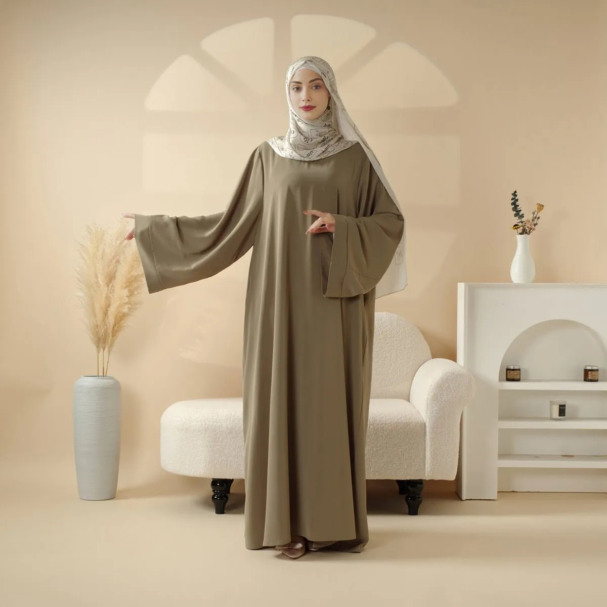 Essential Premium Versatile Pockets 2-Piece Set Loose Closed Abaya (MA120)