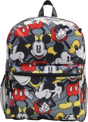 Fast Forward Disney Mickey Mouse Kids Backpack for School - 16" Boys Backpack Bookbag for Preschool Kindergarten & Elementary, Size One Size, Mickey Grey