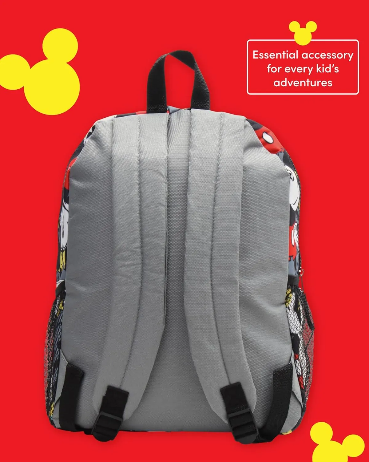 Fast Forward Disney Mickey Mouse Kids Backpack for School - 16" Boys Backpack Bookbag for Preschool Kindergarten & Elementary, Size One Size, Mickey Grey