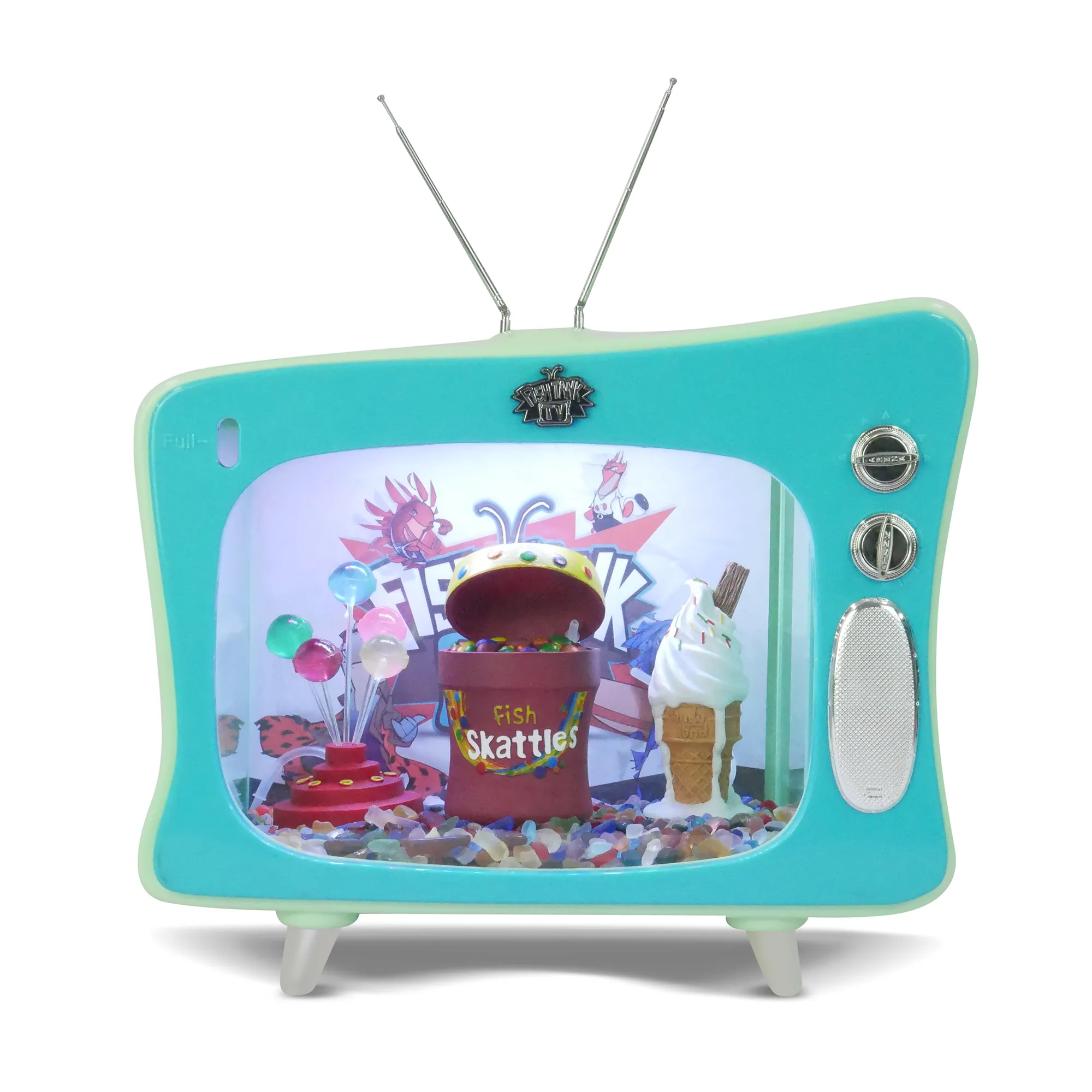 Fish Tank TV Candy Land Skattles Aquarium Ornament