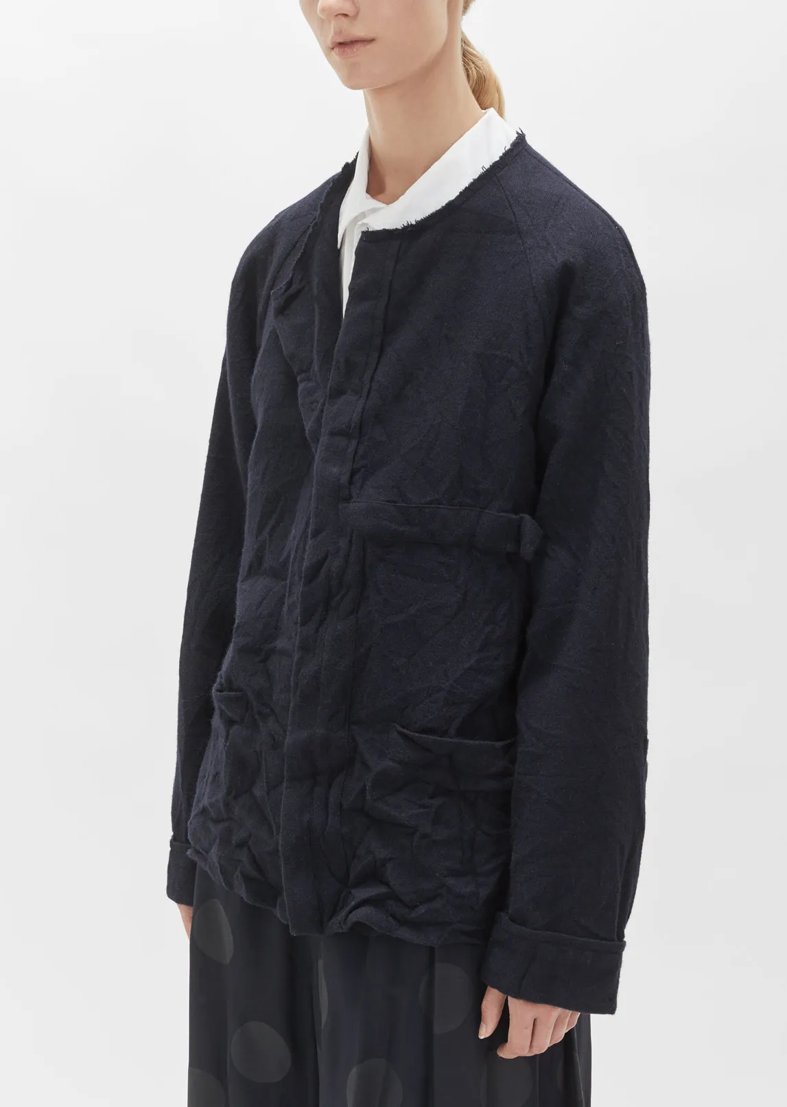 Flannel Collarless Jacket