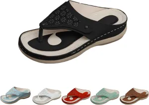 Flip Flops for Women with Arch Support Wide Width Roman Sandals Orthopedic Slippers Comfort Slides for Summer Vacation Dressy Casual Sandals Thong Flat Sandal Non-Slip Beach Slippers Lightweight
