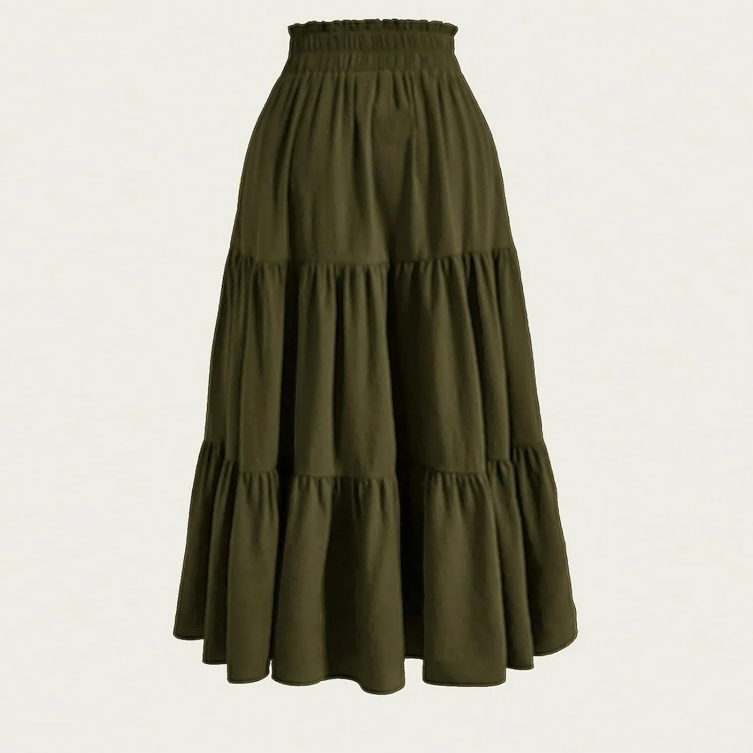 Floral Midi Skirts for Women Summer Boho High Waisted Tiered Skirt 2025 Beach Stretchy Flowy Swing Skirt with Drawstring