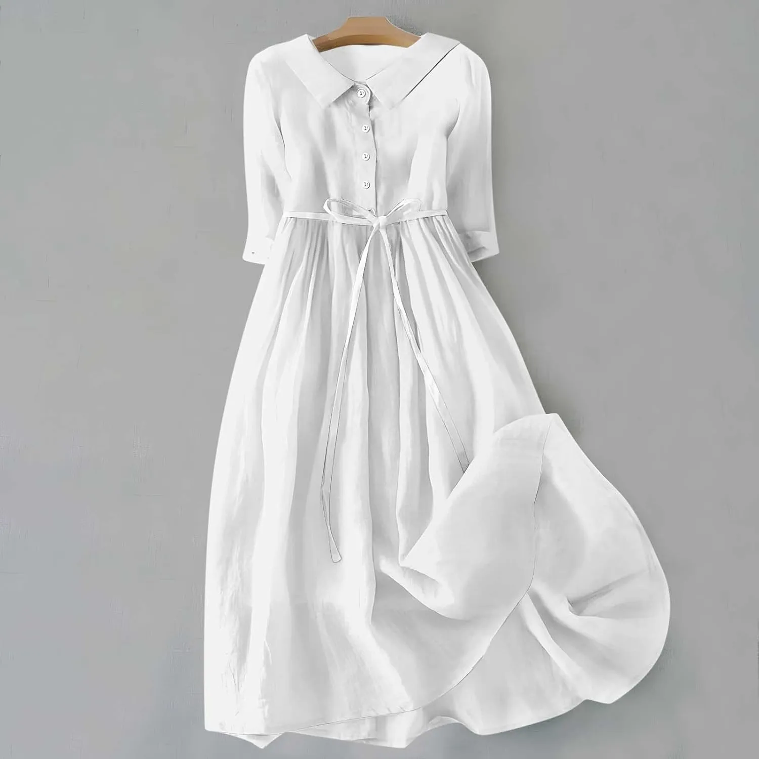Floral Pattern Dresses for Women 2025 Maxi Button Down Plus Size A Line Dress Trendy 3/4 Sleeve Dress Summer Dresses