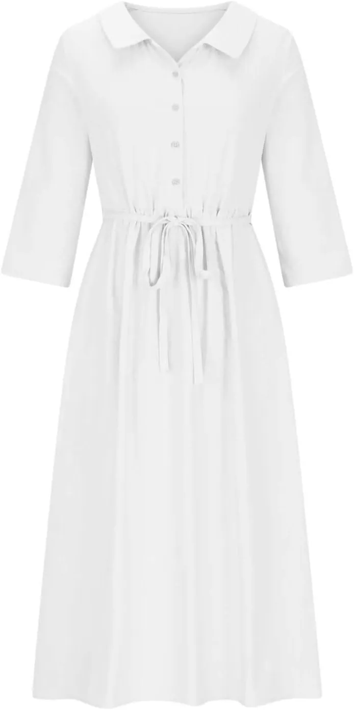 Floral Pattern Dresses for Women 2025 Maxi Button Down Plus Size A Line Dress Trendy 3/4 Sleeve Dress Summer Dresses