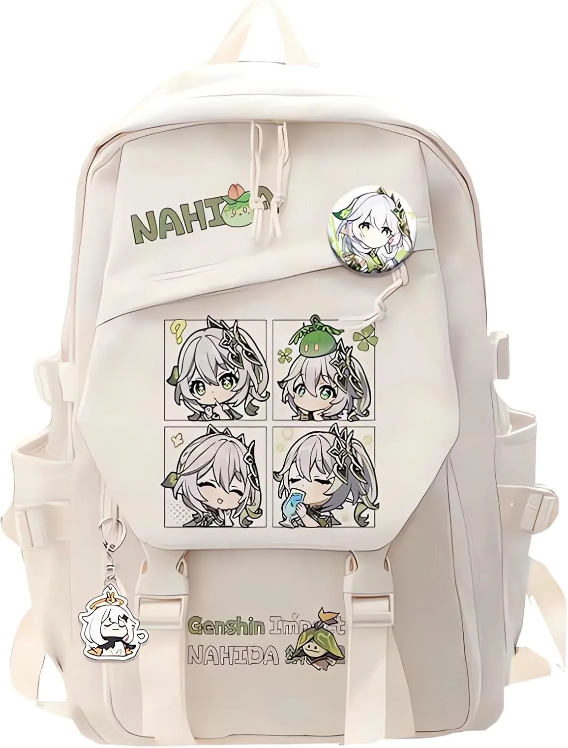 Genshin Impact Backpack Nahida Backpack Cute 3D Printed Daypack Laptop 17" Large Capacity Travel White BackPack With Gift