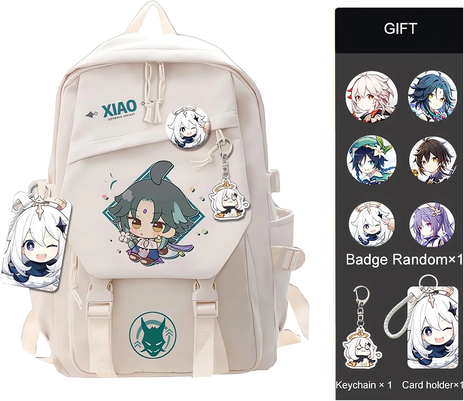 Genshin Impact Backpack Nahida Backpack Cute 3D Printed Daypack Laptop 17" Large Capacity Travel White BackPack With Gift