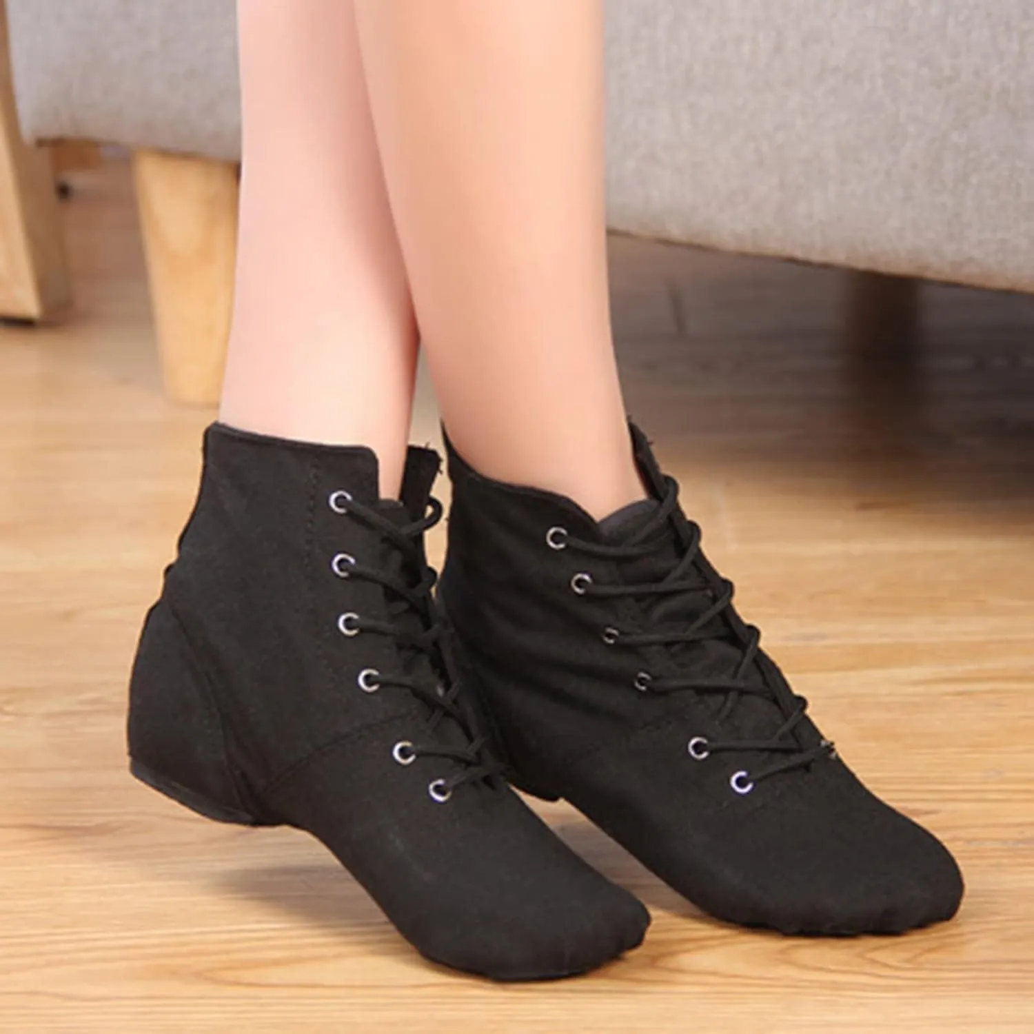 Girls Kids Lace Ballet Dress Dance Sneakers Low Heel Non Slip Short Boots Childres School Uniform Yoga Sport Shoes