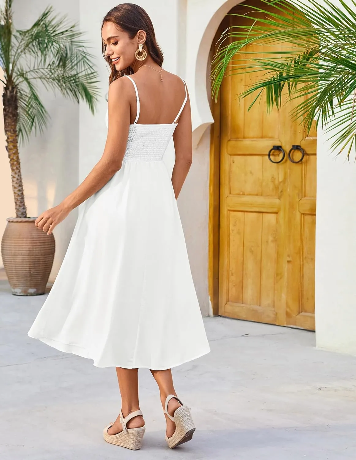 GRACE KARIN 2025 Eyelet Summer Casual Dresses for Women Spaghetti Strap Beach Sun Dress A Line Midi Dresses