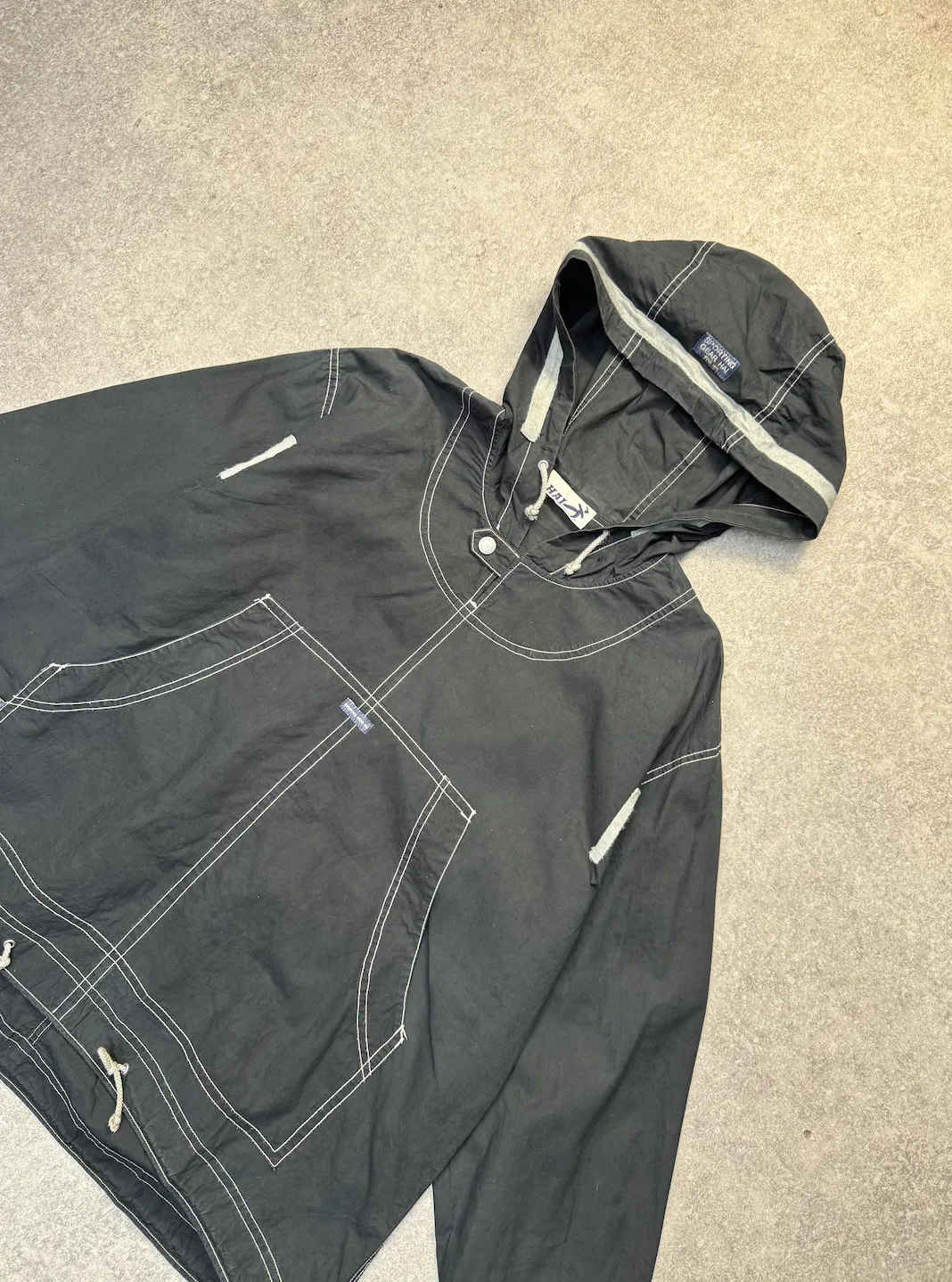 Hai Sporting Gear Black White Stitch Hooded Windbreaker