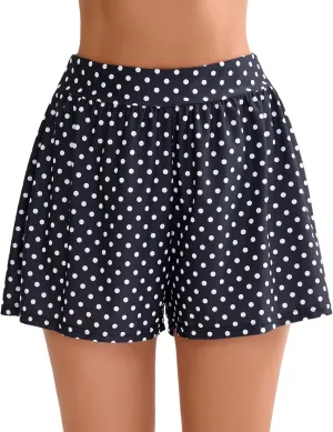 Halcurt Women's High Waisted Board Shorts with Liner Bikini Swim Bottoms