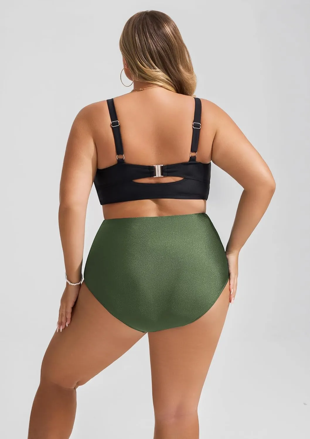 Hanna Nikole Women's Bikini Bottom Tummy Control Ruched Bathing Suit High Waisted Swim Bottom