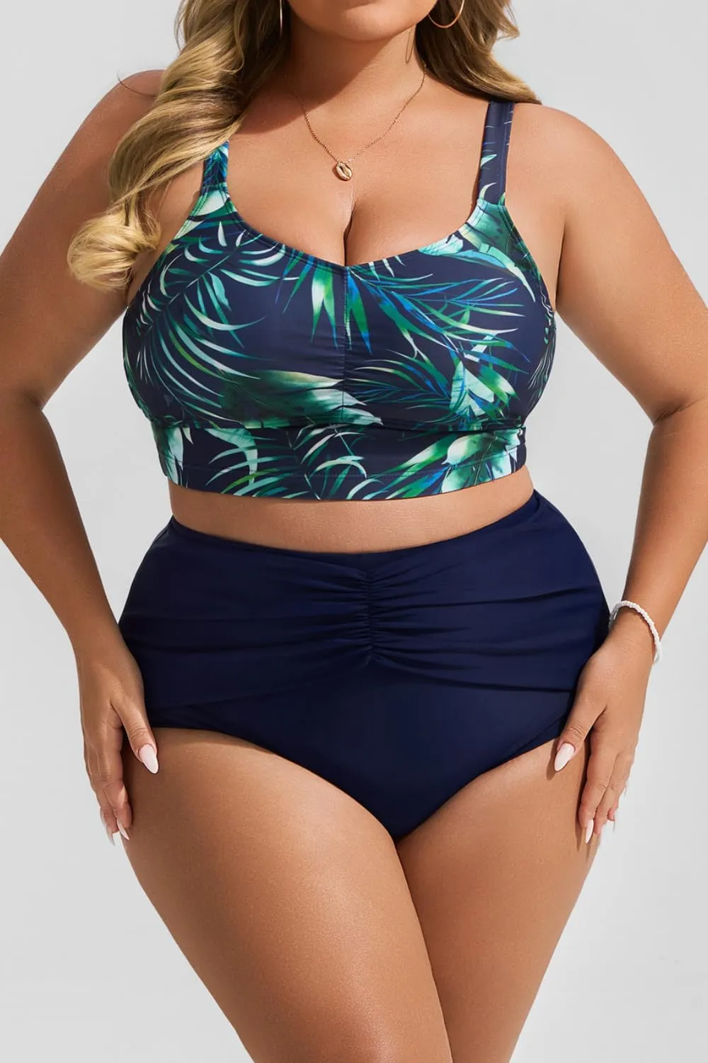 Hanna Nikole Women's Bikini Bottom Tummy Control Ruched Bathing Suit High Waisted Swim Bottom