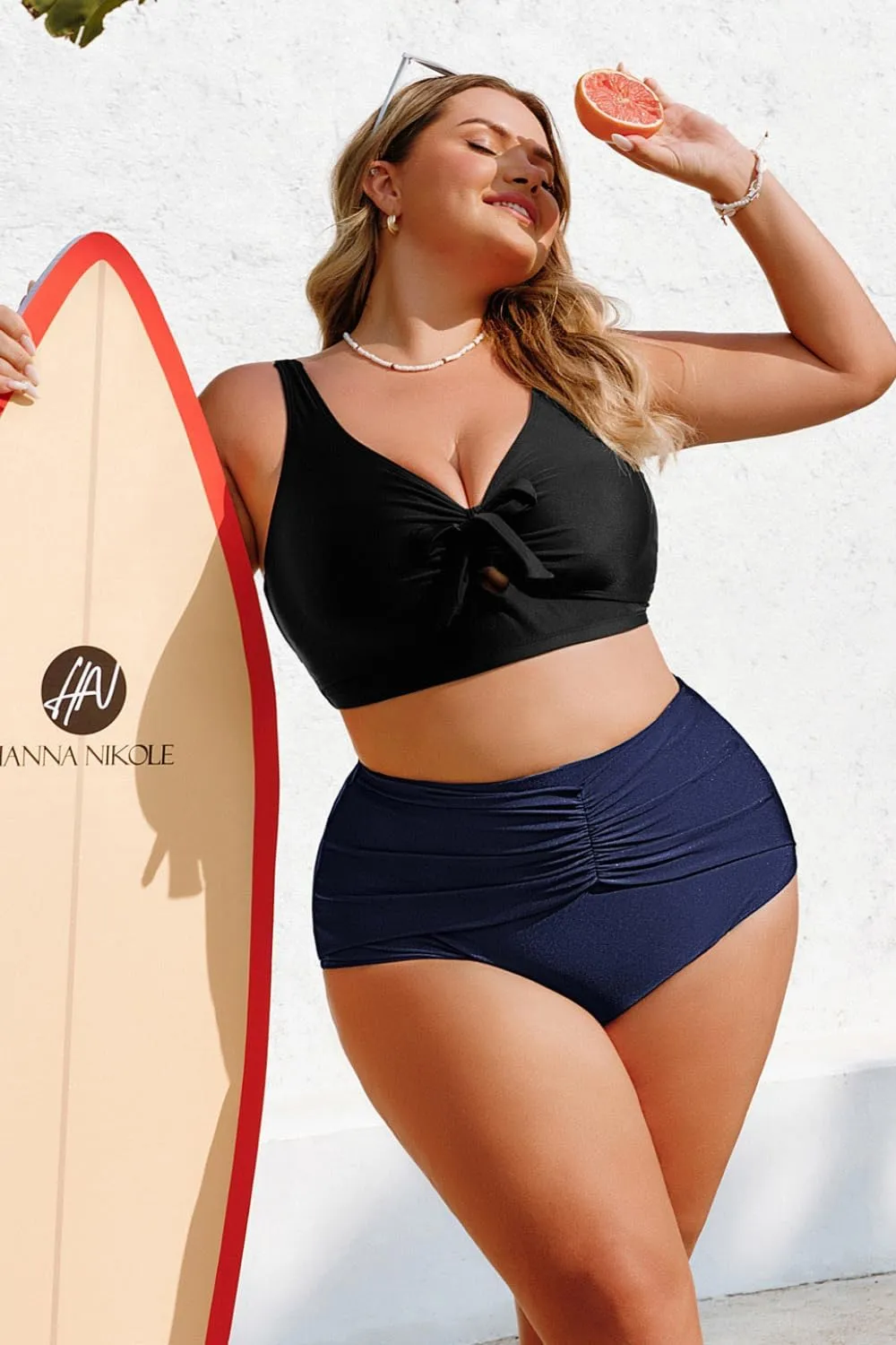 Hanna Nikole Women's Bikini Bottom Tummy Control Ruched Bathing Suit High Waisted Swim Bottom