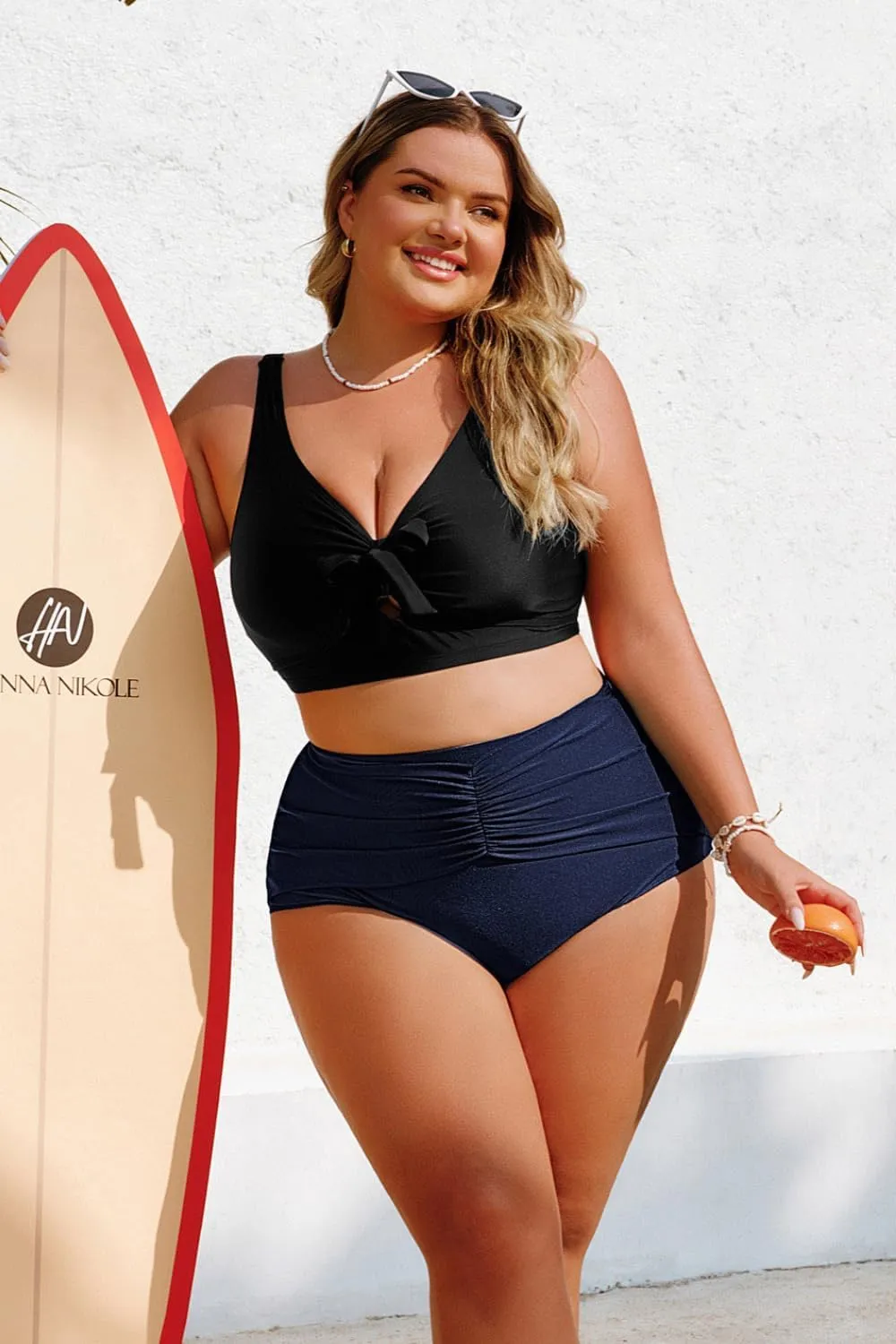 Hanna Nikole Women's Bikini Bottom Tummy Control Ruched Bathing Suit High Waisted Swim Bottom